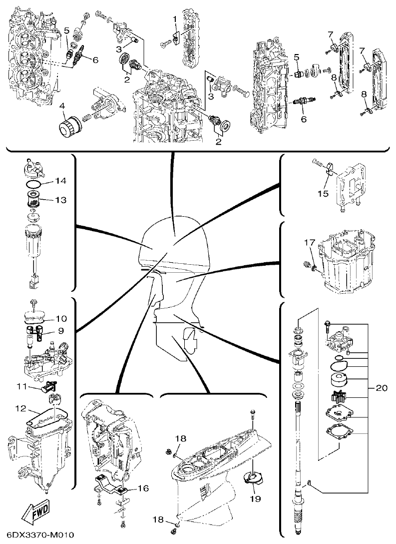 Yamaha F250HET, FL250HET SCHEDULED SERVICE PARTS parts diagram